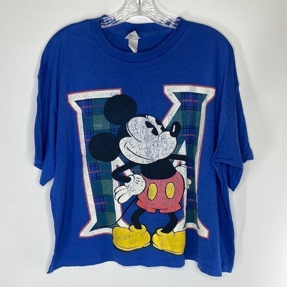 Vintage Disney Mickey & Co. Mickey Mosuse Blue Graphic Print Tshirt - Picture 1 of 7